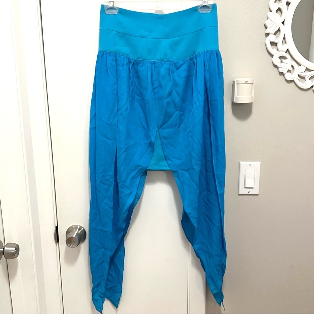 Ramy Brook Silk Blue Mini Skirt S Long Sheer Curtain Side Panels Summer Beach